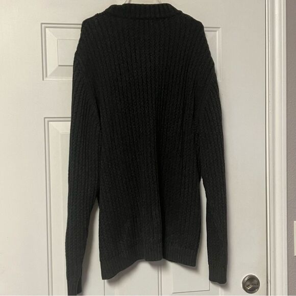 Vtg 80s 90s Eddie Bauer Grandpa Gray 1/4 Button 100% Cotton Oversize Sweater XLT - Picture 6 of 10